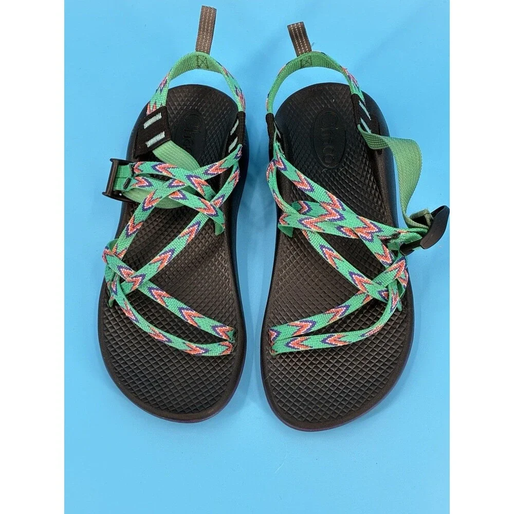 Chaco Z/Cloud X Women’s 5 Green Purple Strappy Sport Hiking Sandals